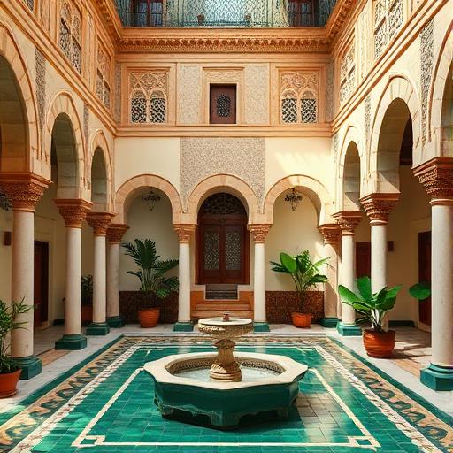 فناء مغربي بزليج أخضر